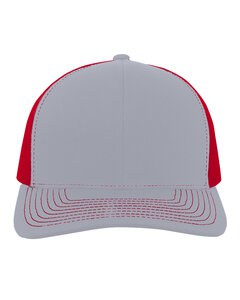 Pacific Headwear 104S - Contrast Stitch Trucker Snapback Hthr Grey/Red