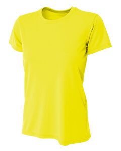 A4 NW3201 - Remera de cuello redondo de alto rendimiento para mujeres Safety Yellow