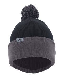 Pacific Headwear 641K - Knit Fold-Over Pom-Pom Beanie Black/Graphite