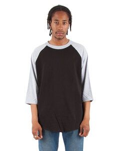Shaka Wear SHRAG - Adult 6 oz., 3/4-Sleeve Raglan T-Shirt Black/Hthr Grey
