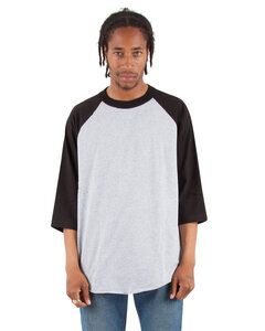 Shaka Wear SHRAG - Adult 6 oz., 3/4-Sleeve Raglan T-Shirt Heather Gry/Blk
