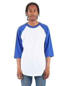 Shaka Wear SHRAG - Adult 6 oz., 3/4-Sleeve Raglan T-Shirt White/Royal