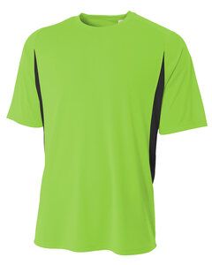 A4 N3181 - Men's Cooling Performance Color Blocked Shorts Sleeve Crew Shirt Lime/Black