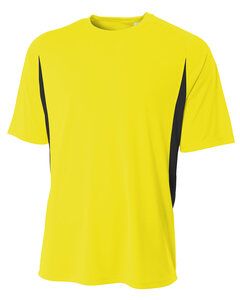 A4 N3181 - Men's Cooling Performance Color Blocked Shorts Sleeve Crew Shirt Sfty Yellow/Blk
