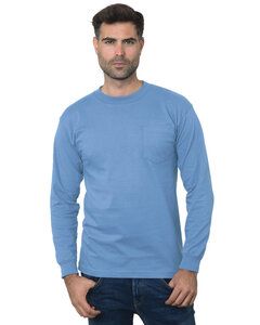 Bayside BA3055 - Unisex Union-Made Long-Sleeve Pocket Crew T-Shirt Carolina del Azul