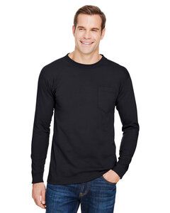 Bayside BA3055 - Unisex Union-Made Long-Sleeve Pocket Crew T-Shirt Negro