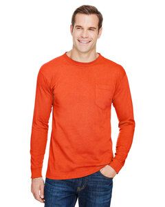 Bayside BA3055 - Unisex Union-Made Long-Sleeve Pocket Crew T-Shirt Bright Orange