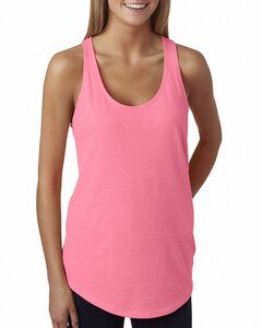 Next Level Apparel 6933 - Ladies French Terry Racerback Tank Neon Hthr Pink