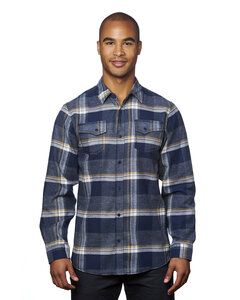 Burnside B8219 - Men's Snap-Front Flannel Shirt Indigo