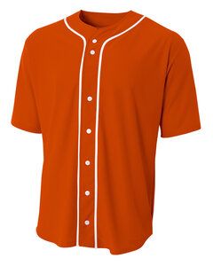 A4 N4184 - Shorts Sleeve Full Button Baseball Top Athletic Orange