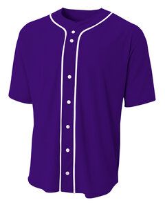 A4 N4184 - Shorts Sleeve Full Button Baseball Top Púrpura