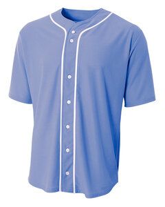 A4 N4184 - Shorts Sleeve Full Button Baseball Top Azul Cielo