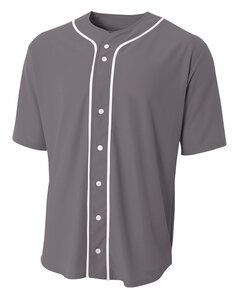 A4 N4184 - Shorts Sleeve Full Button Baseball Top Grafito