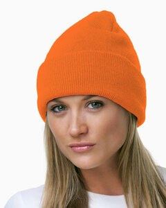 Bayside BA3825 - 100% Acrylic Knit Cuff Beanie Bright Orange