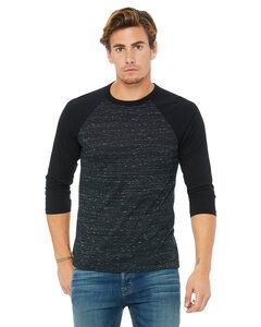 Bella+Canvas 3200 - Unisex 3/4-Sleeve Baseball T-Shirt Black Mrble/Blk