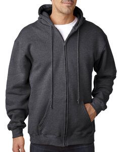 Bayside BA900 - Adult  9.5oz., 80% cotton/20% polyester Full-Zip Hooded Sweatshirt Carbón de leña Heather
