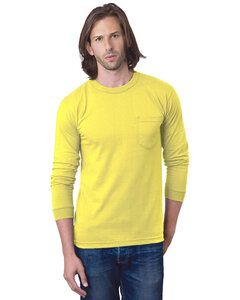 Bayside BA8100 - Adult 6.1 oz., 100% Cotton Long Sleeve Pocket T-Shirt Amarillo