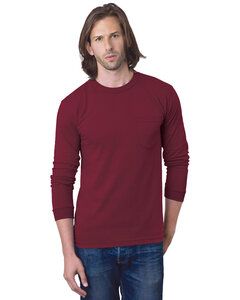 Bayside BA8100 - Adult 6.1 oz., 100% Cotton Long Sleeve Pocket T-Shirt Borgoña