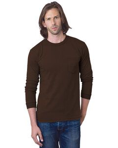 Bayside BA8100 - Adult 6.1 oz., 100% Cotton Long Sleeve Pocket T-Shirt Chocolate