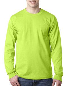 Bayside BA8100 - Adult 6.1 oz., 100% Cotton Long Sleeve Pocket T-Shirt Lime Green