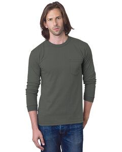 Bayside BA8100 - Adult 6.1 oz., 100% Cotton Long Sleeve Pocket T-Shirt Charcoal