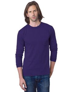 Bayside BA8100 - Adult 6.1 oz., 100% Cotton Long Sleeve Pocket T-Shirt Púrpura