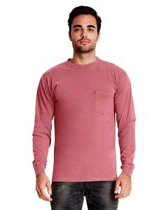 Next Level Apparel 7451 - Adult Inspired Dye Long-Sleeve Crew with Pocket Smoked Paprika