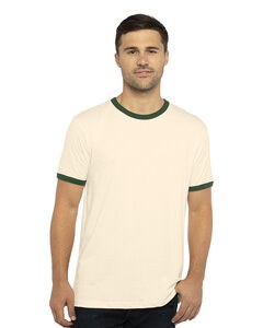 Next Level Apparel 3604 - Unisex Ringer T-Shirt Naturl/Frst Grn