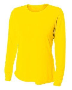 A4 NW3002 - Remera de manga larga cooling de alto rendimiento con cuello redondo para mujer Safety Yellow