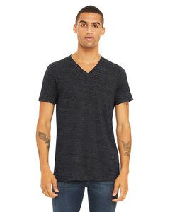 Bella+Canvas 3655C - Unisex Textured Jersey V-Neck T-Shirt Chrcl Black Slub