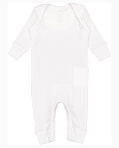 Rabbit Skins 4412 - Infant Baby Rib Coverall Blanco