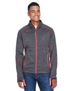 North End 88697 - Men's Flux Mélange Bonded Fleece Jacket Carbon/Oly Red