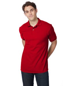 Hanes 054 - Adult 50/50 EcoSmart® Jersey Knit Polo De color rojo oscuro