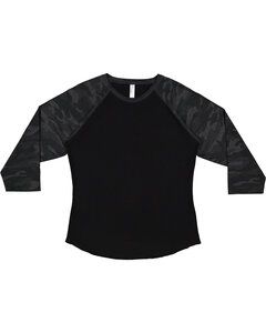 LAT LA3530 - Ladies' Baseball T-Shirt Black/Storm Cmo