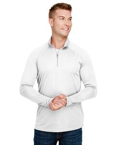 A4 N4268 - Adult Daily Polyester 1/4 Zip Blanco