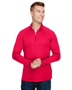 A4 N4268 - Adult Daily Polyester 1/4 Zip Scarlet