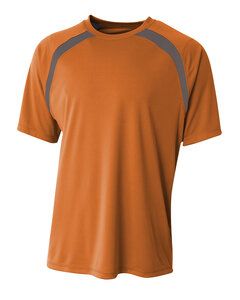 A4 N3001 - Men's Spartan Short Sleeve Color Block Crew Neck T-Shirt Orange/Graphite