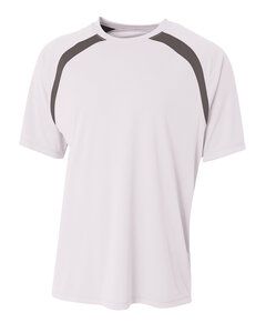 A4 NB3001 - Boy's Spartan Short Sleeve Color Block Crew Neck T-Shirt White/Graphite
