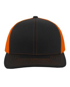 Pacific Headwear 104C - Trucker Snapback Hat Black/Neon Orng