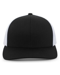 Pacific Headwear 104C - Trucker Snapback Hat Negro / Blanco