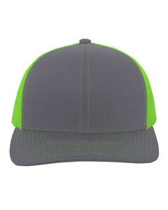 Pacific Headwear 104C - Trucker Snapback Hat Graphite/N Grn