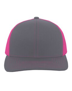 Pacific Headwear 104C - Trucker Snapback Hat Graphite/Pink