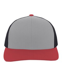 Pacific Headwear 104C - Trucker Snapback Hat Ht Gr/Lt Ch/Vr