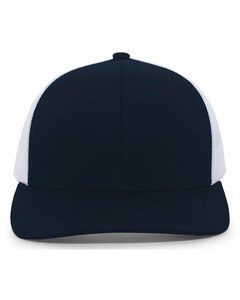Pacific Headwear 104C - Trucker Snapback Hat Navy/White