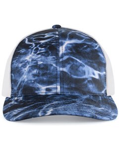 Pacific Headwear 107C - Snapback Trucker Hat Bluefin/White