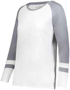 Augusta Sportswear 2917 - Ladies Fanatic 2.0 Long Sleeve Tee White/Grey Heather