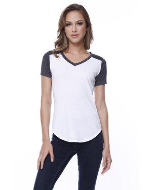 StarTee ST1432 - Ladies CVC Varsity V-Neck T-Shirt