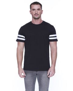 StarTee ST2430 - Men's CVC Stripe Varsity T-Shirt Negro / Blanco