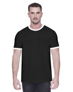 StarTee ST2431 - Men's CVC Ringer T-Shirt Negro / Blanco