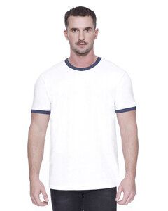 StarTee ST2431 - Men's CVC Ringer T-Shirt White/Navy Hthr